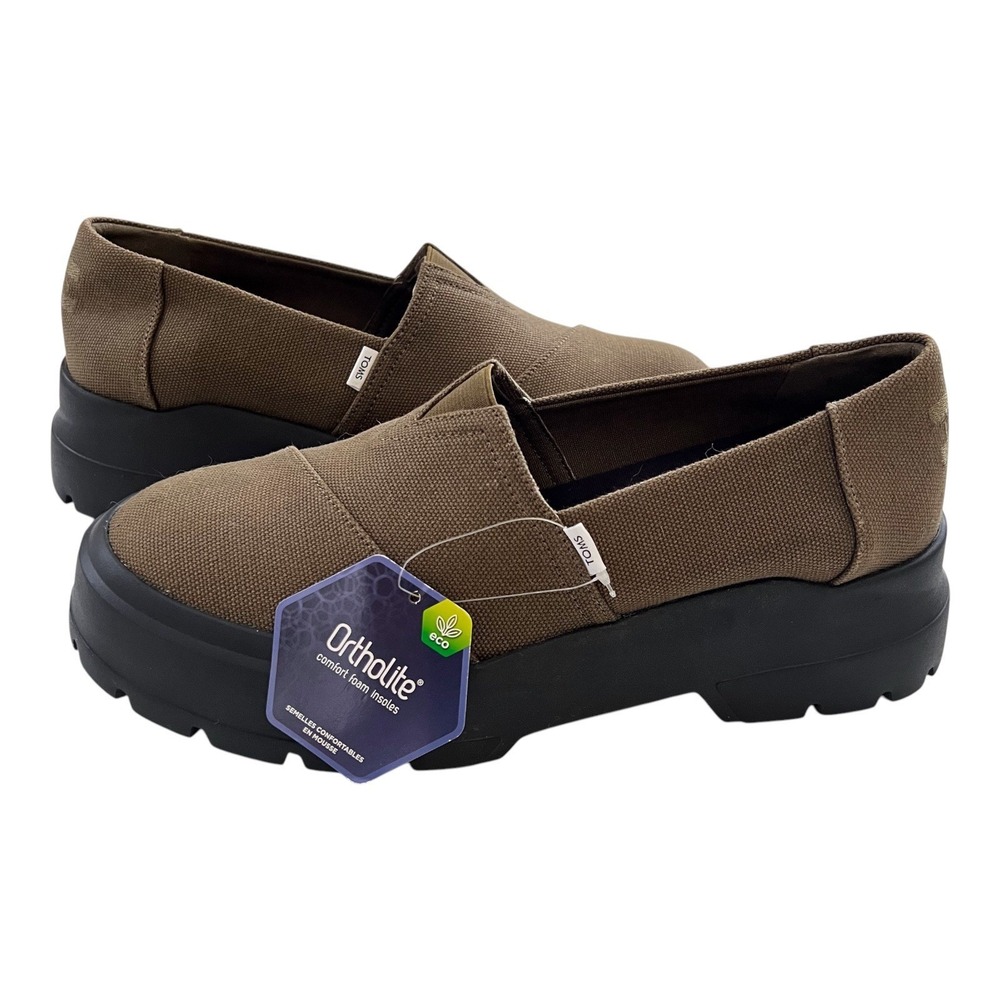 TOMS Comlow Combat Sneaker Ortholite Alpargata Slip-on Shoes Olive Womens 8.5